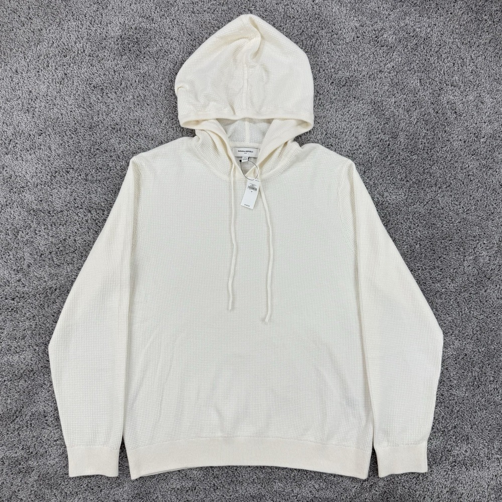 Banana Republic Hoodie Men's M Cream NWT Waffle Knit Pullover MSRP: $100